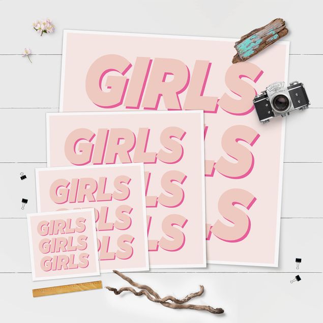 Wanddeko rosa GIRLS GIRLS GIRLS