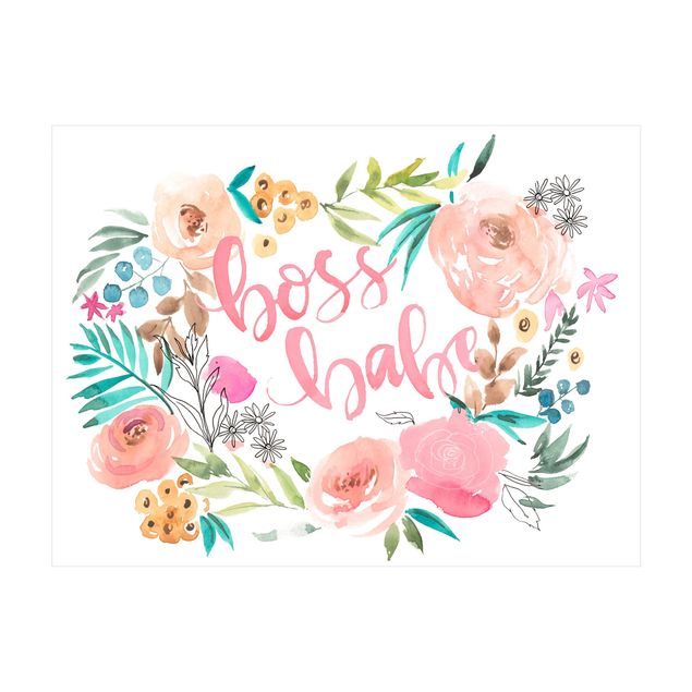 Wanddeko weiß Rosa Blüten - Boss Babe