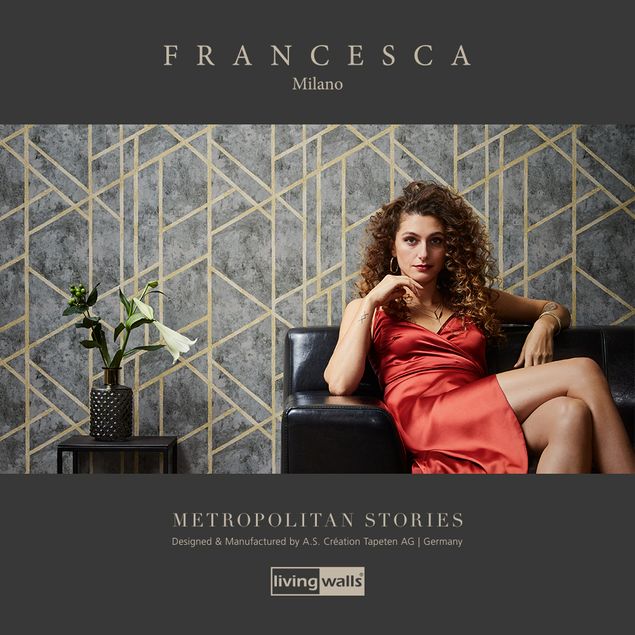 Mustertapeten Livingwalls Metropolitan Stories Francesca - Milano in Grau Metallic - 369281