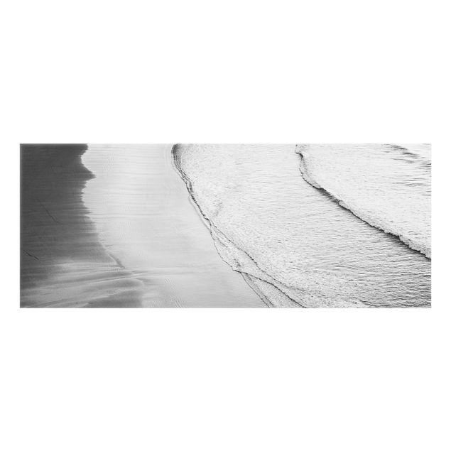 Wanddeko Fotografie Leichter Wellengang am Strand Schwarz Weiß