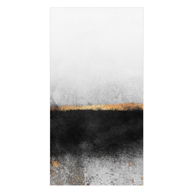 Wanddeko Abstrakt Abstrakter Goldener Horizont Schwarz Weiß