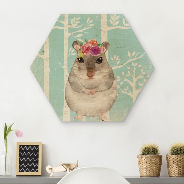Babyzimmer Deko Aquarell Hamster Türkis