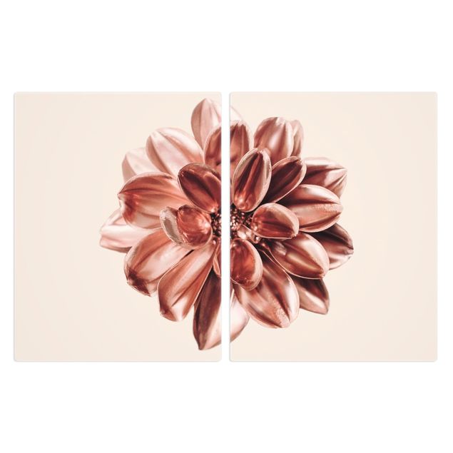 Herdabdeckplatten Blumen Dahlie Rosegold Metallic Rosa