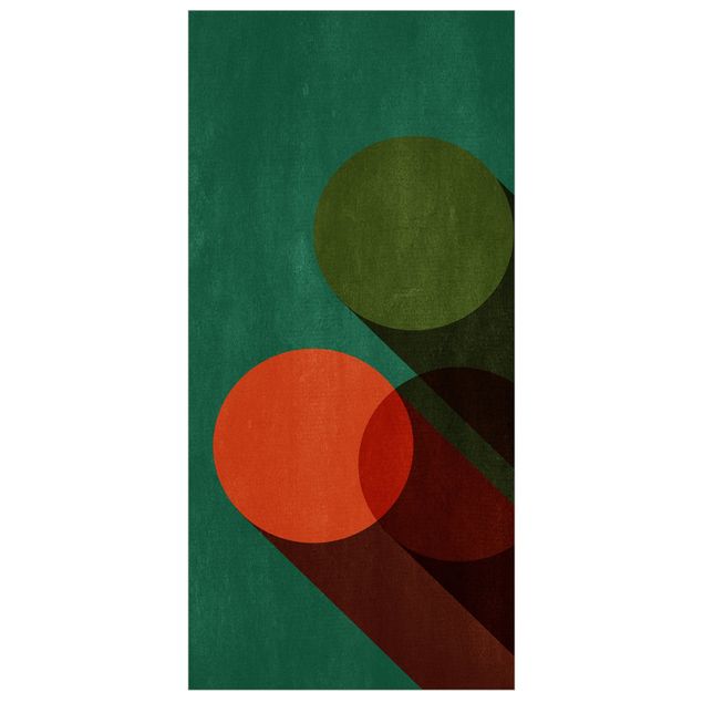 Wanddeko Esszimmer Abstrakte Formen - Kreise in Grün und Rot