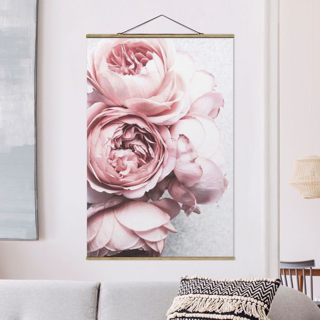 Wanddeko Wohnzimmer Rosa Pfingstrosenblüten Shabby Pastell