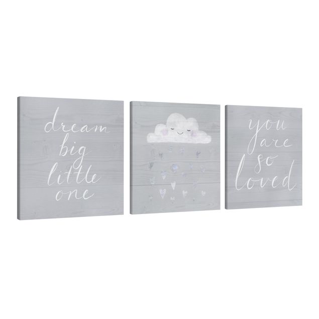 Wanddeko Mädchenzimmer Wolke mit Sprüchen grau Set I
