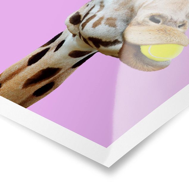 Wanddeko Esszimmer Giraffe beim Tennis