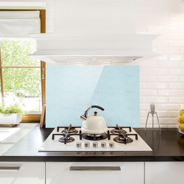 Küche Dekoration Verspieltes Muster mit Linien und Punkten in Hellblau