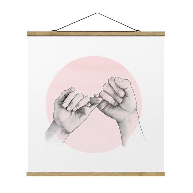 Wanddeko Flur Illustration Hände Freundschaft Kreis Rosa Weiß