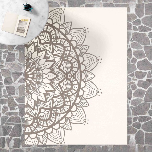 Wanddeko Esszimmer Mandala Illustration shabby beige weiß