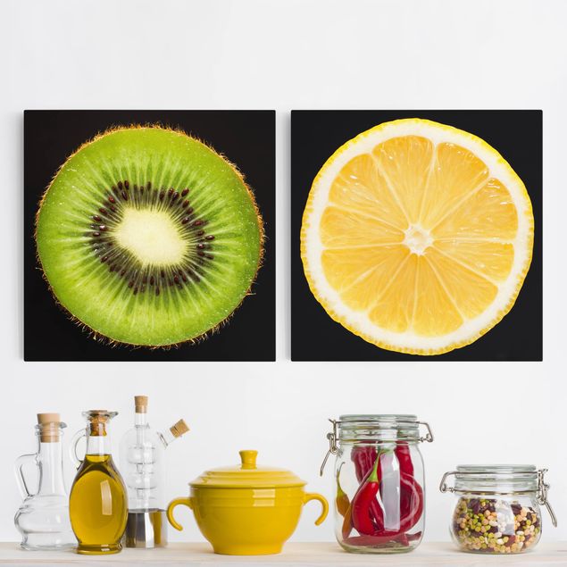 Küche Dekoration Zitrone und Kiwi Nahaufnahme