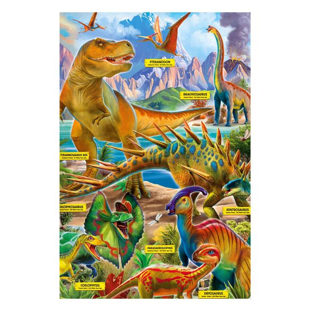 Wanddeko bunt Die Dinosaurierarten