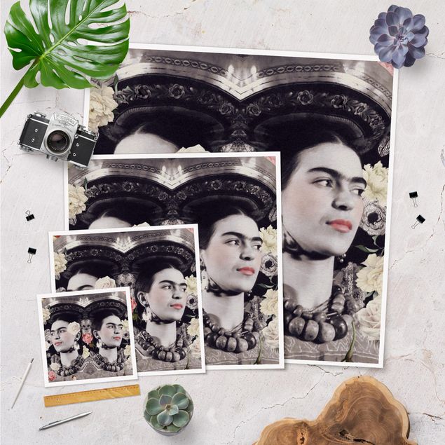 Wanddeko Büro Frida Kahlo - Blumenflut