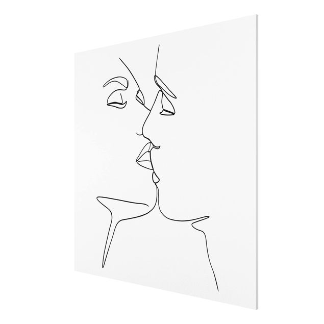 Wanddeko Esszimmer Line Art Kuss Gesichter Schwarz Weiß