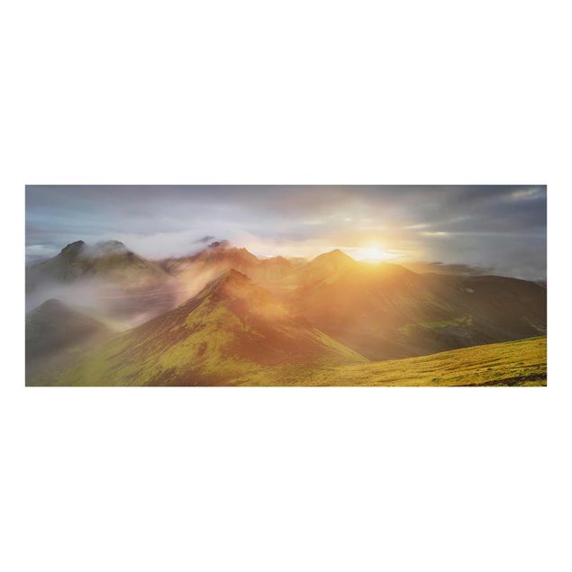 Glasbild Berg Storkonufell im Sonnenaufgang