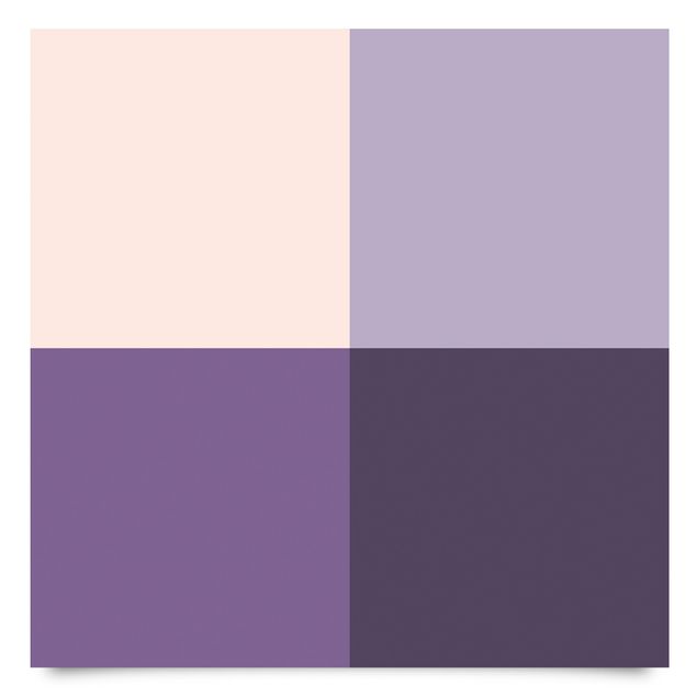 Wanddeko Uni 3 violette Quadrate Blütenfarben & helle Kontrastfarbe
