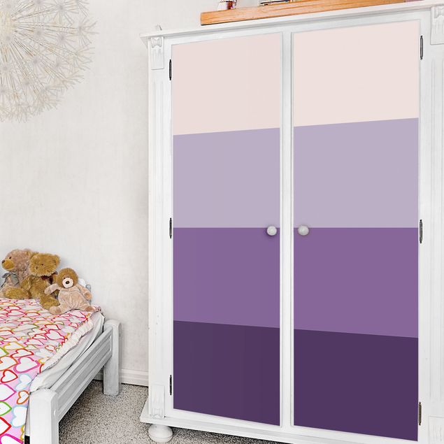 Wanddeko Flur 3 violette Streifen Blütenfarben & helle Kontrastfarbe