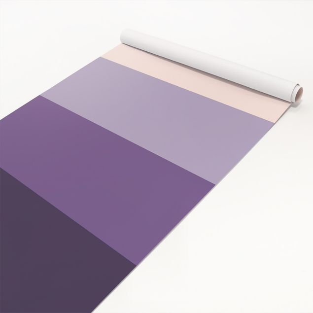 Wanddeko Esszimmer 3 violette Streifen Blütenfarben & helle Kontrastfarbe