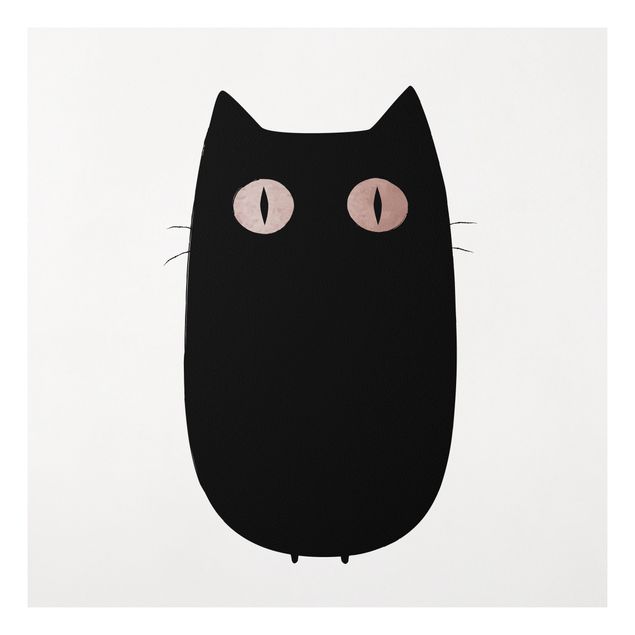 Wanddeko Flur Schwarze Katze Illustration