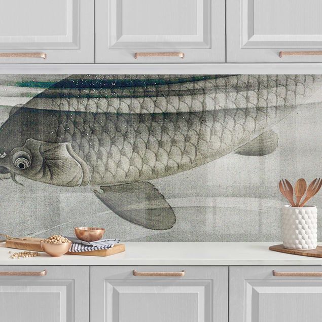 Küchenrückwand - Vintage Illustration Asiatische Fische III