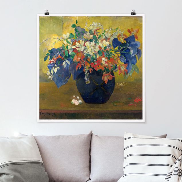 Wanddeko bunt Paul Gauguin - Vase mit Blumen
