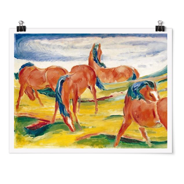 Wanddeko Esszimmer Franz Marc - Weidende Pferde