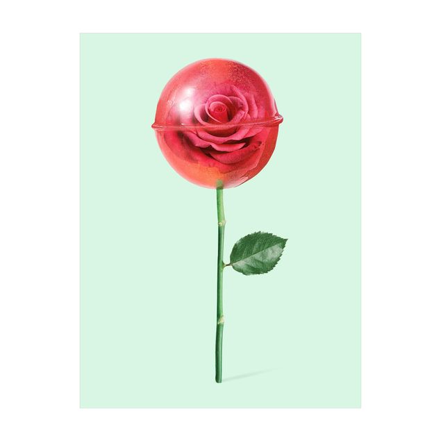 Wanddeko grün Rose mit Lollipop