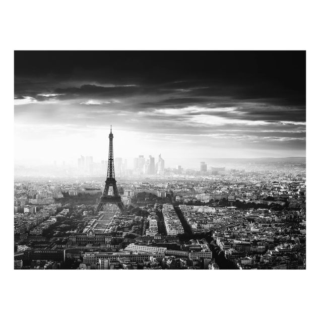 Wanddeko schwarz-weiß Der Eiffelturm von Oben schwarz-weiß