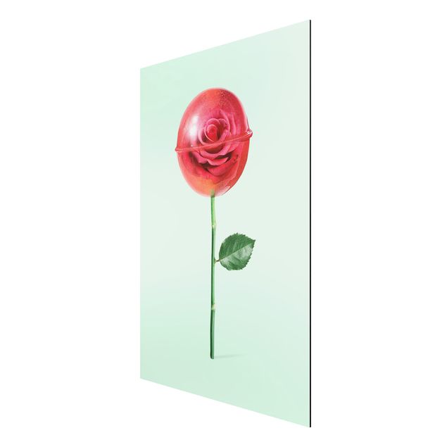 Wohndeko Blume Rose mit Lollipop