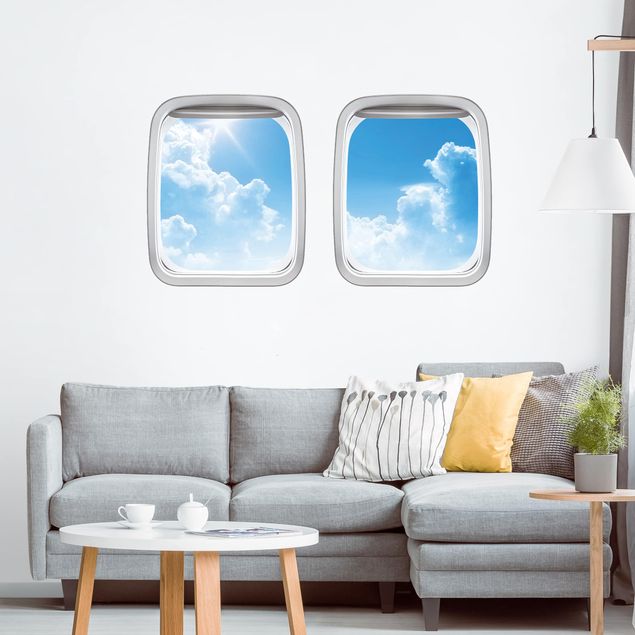 Wanddeko Schlafzimmer Doppelfenster Flugzeug Above Sea Level