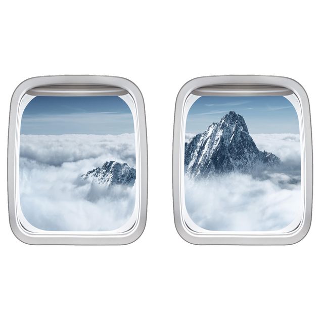 Wanddeko Flur Doppelfenster Flugzeug Alpen über den Wolken