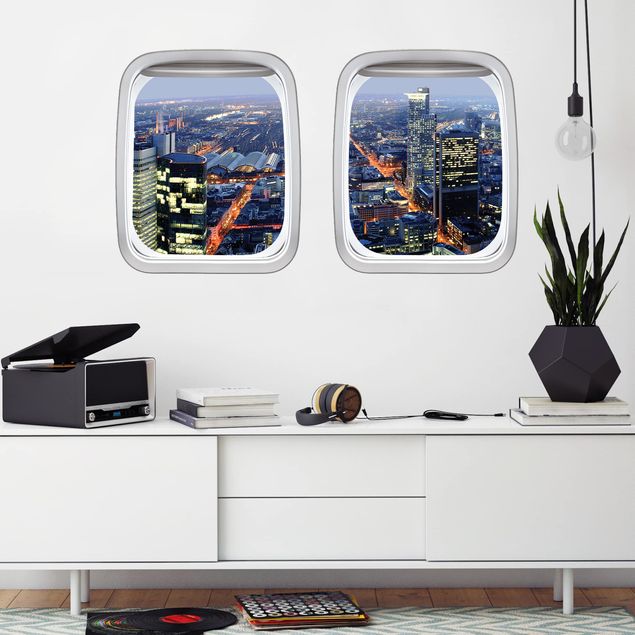 Wanddeko Schlafzimmer Doppelfenster Flugzeug Frankfurt