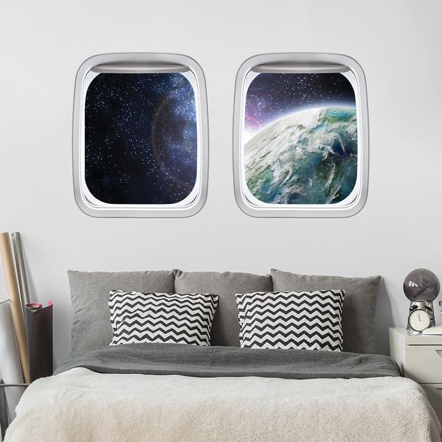 Deko Kinderzimmer Doppelfenster Flugzeug Galaxy Light