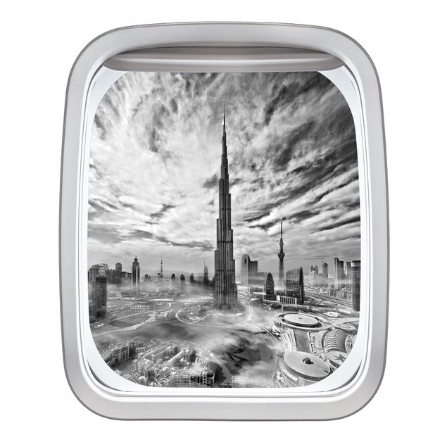Wanddeko Flur Fenster Flugzeug Dubai Super Skyline