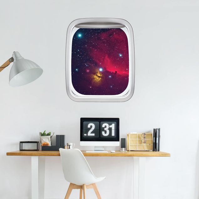 Wohndeko 3D Fenster Flugzeug Farbenfrohe Galaxie