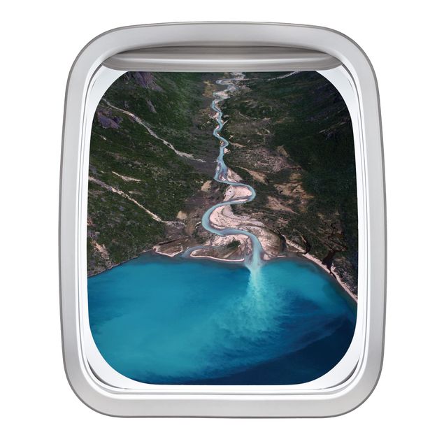 Wanddeko Flur Fenster Flugzeug Fluss in Grönland