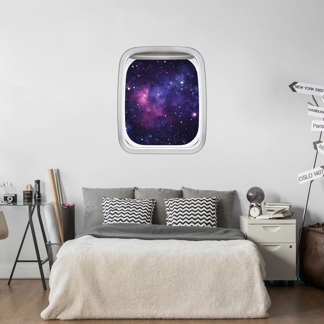 Wohndeko 3D Fenster Flugzeug Galaxie
