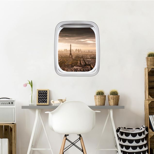 Küche Dekoration Fenster Flugzeug Großartiger Blick über Paris