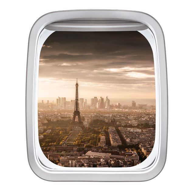 Wanddeko Wohnzimmer Fenster Flugzeug Großartiger Blick über Paris