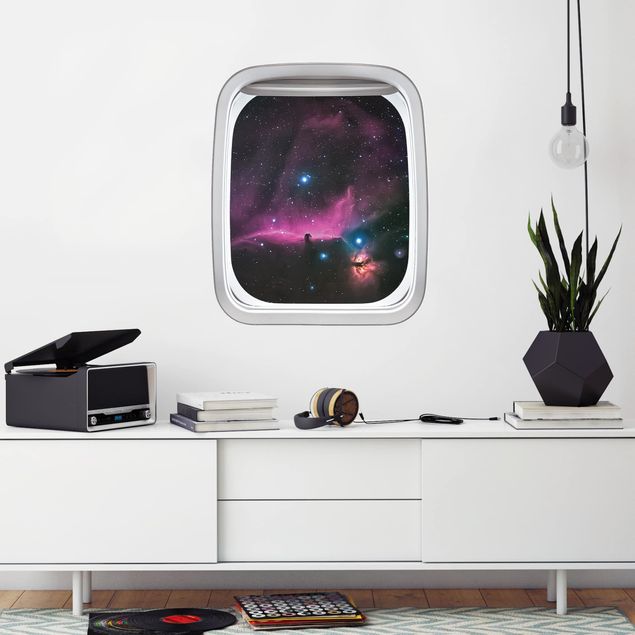 Wanddeko 3D Fenster Flugzeug Nebel des Orions