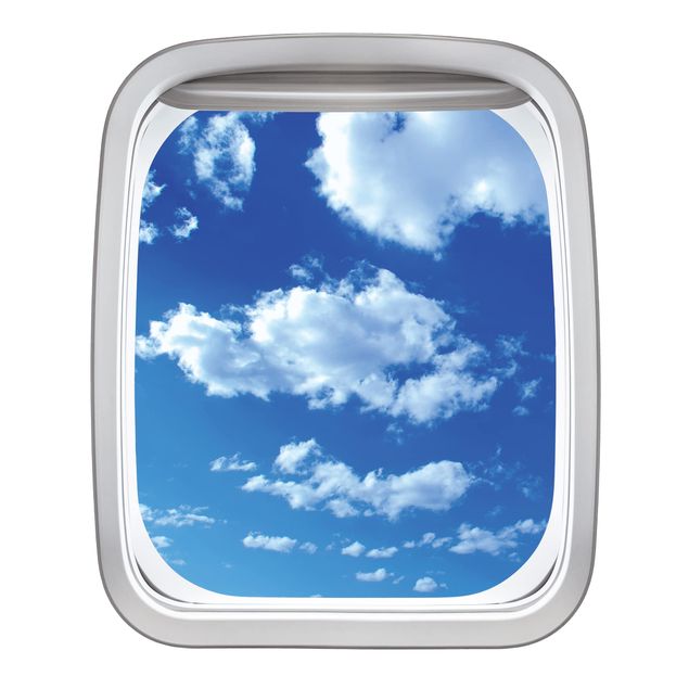 Wanddeko Flur Fenster Flugzeug Wolkenhimmel
