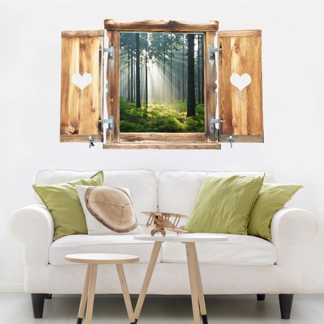 Wanddeko Schlafzimmer Fenster mit Herz Enlightened Forest