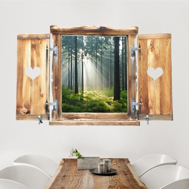 Wohndeko 3D Fenster mit Herz Enlightened Forest
