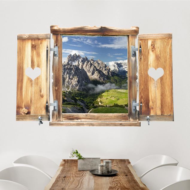Deko 3D Fenster mit Herz Italienische Alpen