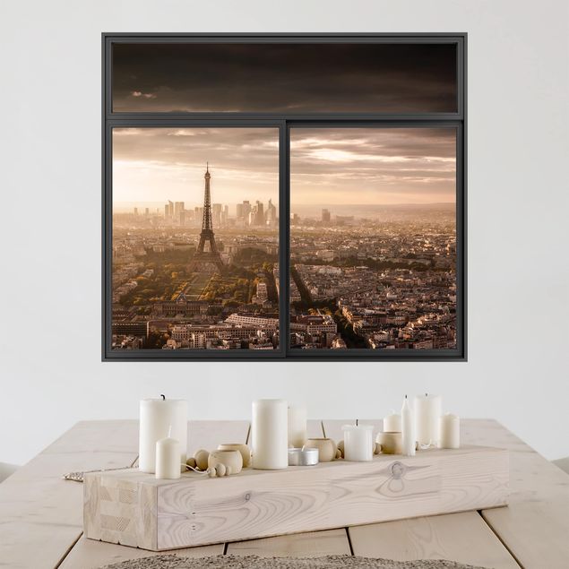Wohndeko 3D Fenster Schwarz Großartiger Blick über Paris