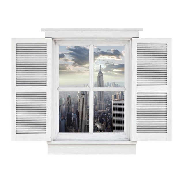 Wanddeko Flur Flügelfenster Sonnenaufgang in New York