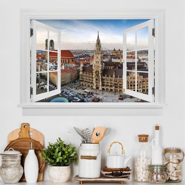 Deko 3D Offenes Fenster City of Munich