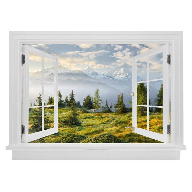 Wanddeko Flur Offenes Fenster Émosson Wallis Schweiz