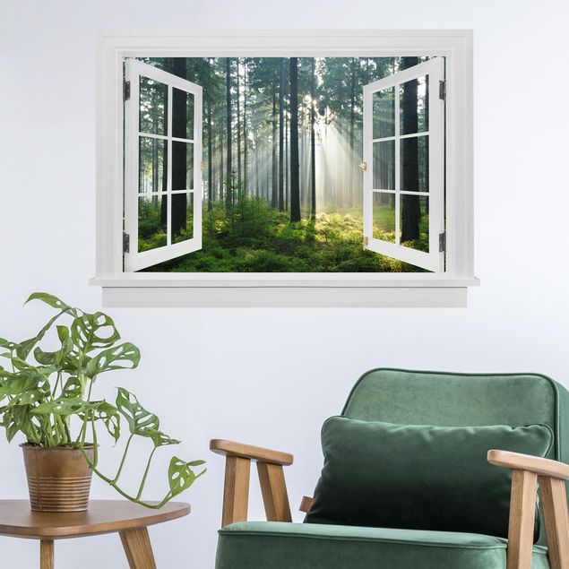 Deko 3D Offenes Fenster Enlightened Forest