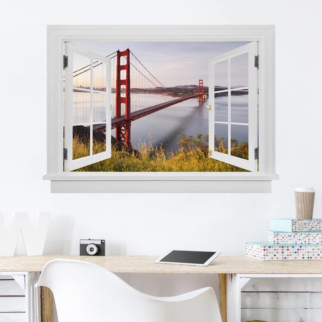 Wanddeko 3D Offenes Fenster Golden Gate Bridge in San Francisco
